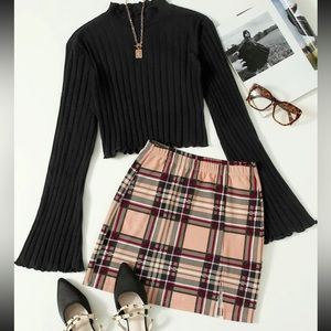 black top and plain skirt